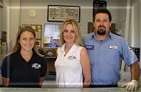 Justine, Stephanie our office manager and Steve our service manager, invite you to stop by for auto repair and service
